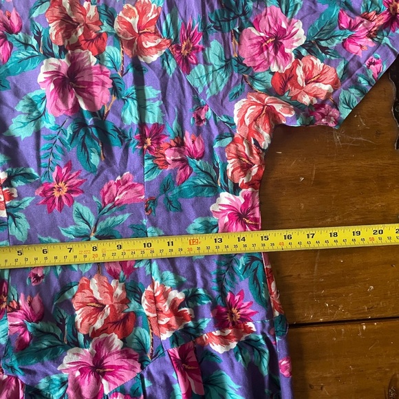 Vintage 80s David Benjamin Floral Drop Waist Midi Dress Prairie CottageCore - Picture 9 of 11